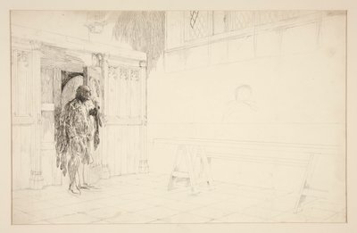 Alustava luonnos elokuvalle Merry Wives of Windsor tekijältä Edwin Austin Abbey
