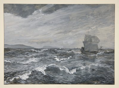 Merimaisema purjeveneellä tekijältä Edwin Austin Abbey