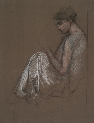 Istuva naishahmo. tekijältä Edwin Austin Abbey