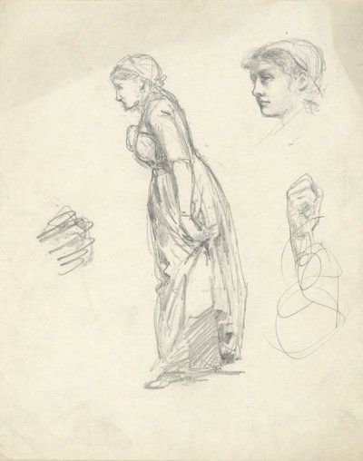 Tutkimusarkki: Nainen, pää ja kädet tekijältä Edwin Austin Abbey
