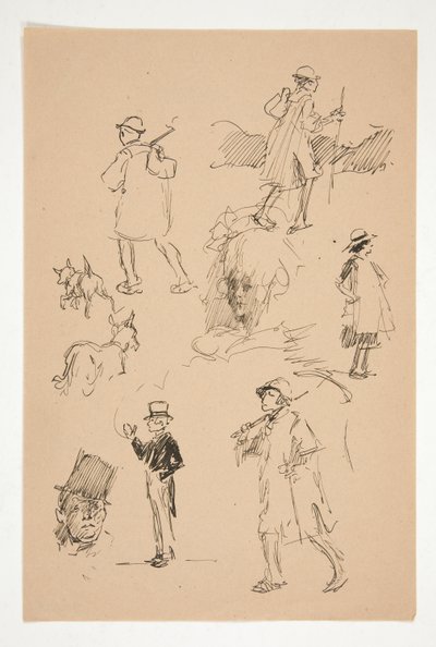 Arkki luonnoksista maahahmoista tekijältä Edwin Austin Abbey