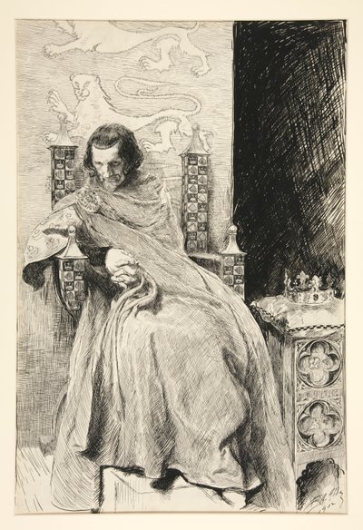 Luonnos King Johnille, King Johnilta tekijältä Edwin Austin Abbey