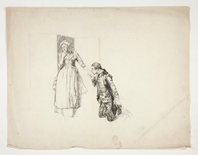 Luonnos Oliver Goldsmithille tekijältä Edwin Austin Abbey