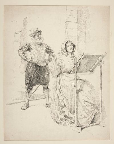 Luonnos narsissin laululle tekijältä Edwin Austin Abbey