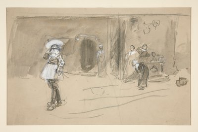 Luonnos kuvitukseen valinnoista Robert Herrickin runoutta varten (Harperin vuonna 1882 julkaisema kirja, aiemmin Harperissa julkaistu kirja tekijältä Edwin Austin Abbey