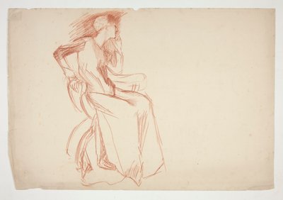 Luonnos naishahmosta, istuva - tunnistamaton kuva tekijältä Edwin Austin Abbey