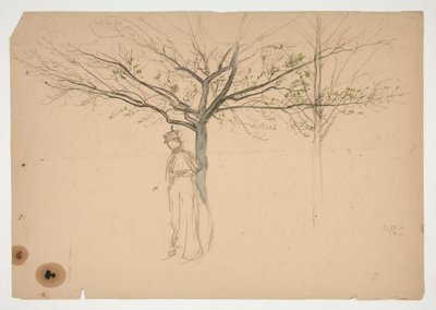 Luonnos hahmosta puun alla tekijältä Edwin Austin Abbey