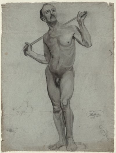 Luonnos miesalastosta (studiopiirustus) tekijältä Edwin Austin Abbey