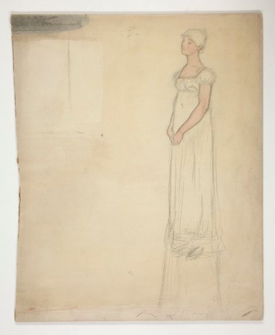 Luonnos naisesta - pukututkimus näytelmään? tekijältä Edwin Austin Abbey