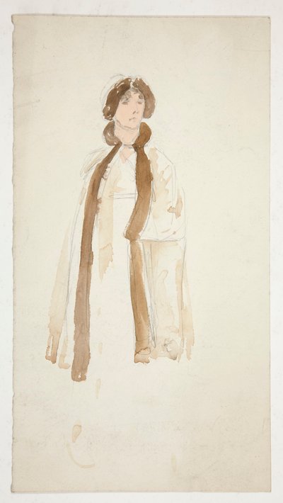 Luonnos naisesta - pukututkimus näytelmään? tekijältä Edwin Austin Abbey