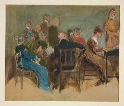 Luonnos naisista sisätiloissa - tunnistamaton kuva tekijältä Edwin Austin Abbey