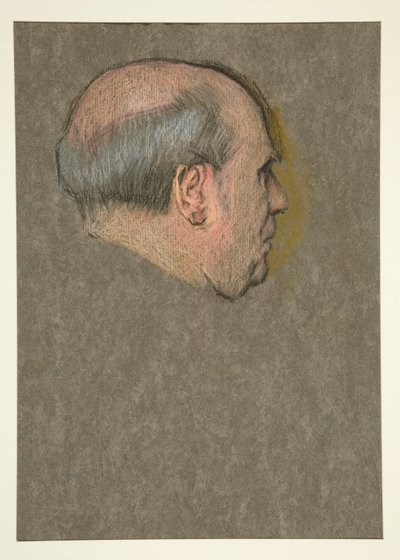 Opiskelu. Kaljupäinen mies Edward VII:n kruunajaisiksi tekijältä Edwin Austin Abbey