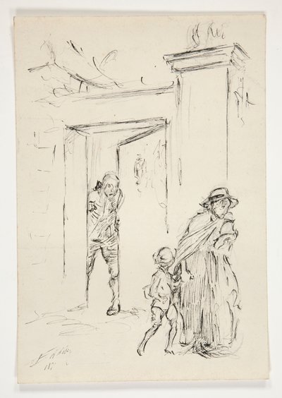 Study for .1208 - kuvitus Oliver Goldsmithille tekijältä Edwin Austin Abbey