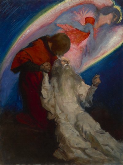 Galahadin julkaisema tutkimus Amfortasille julkaisussa The Quest and Achievement of the Holy Graal, n. 1893-1901 tekijältä Edwin Austin Abbey