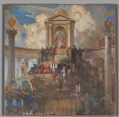 Study for The Apotheosis of Pennsylvania, Edustajainhuone, Pennsylvania State Capitol, Harrisburg tekijältä Edwin Austin Abbey