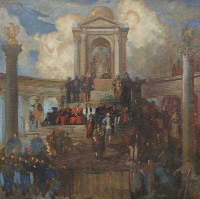 Study for The Apotheosis of Pennsylvania Edustajainhuoneen kamarille, n. 1902–1911 tekijältä Edwin Austin Abbey