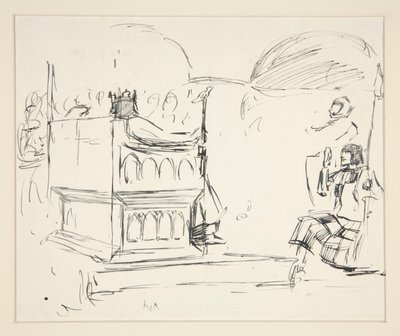 Study for The Quest of the Holy Graal (15 maalauksen sarja Bostonin yleiselle kirjastolle, valmistui vuonna 1901) tekijältä Edwin Austin Abbey