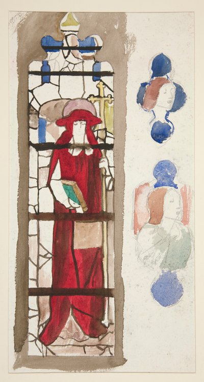 Tutkimus tunnistamattomasta lasimaalauksesta, joka kuvaa kardinaalia(?) tekijältä Edwin Austin Abbey
