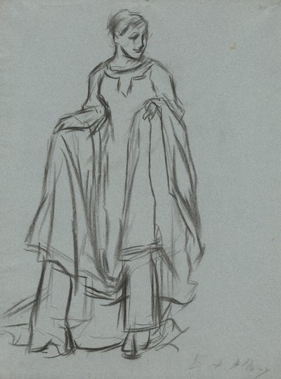 Tutkimus drapedoidulle naiselle, hahmotutkimus The Quest of the Holy Graalille (15 maalauksen sarja Bostonin julkiselle kirjastolle, valmistui vuonna 1901) tekijältä Edwin Austin Abbey