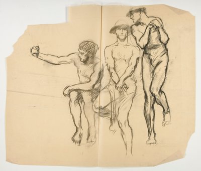 Tutkimus forge of Vulcan; Kolme kaivostyöläistä - terästyöläisiä tekijältä Edwin Austin Abbey