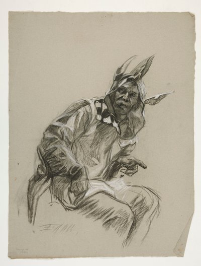 Study of Jester (käyttämätön), The Quest of the Holy Grail (15 maalauksen sarja Bostonin yleiselle kirjastolle, valmistui vuonna 1901) tekijältä Edwin Austin Abbey