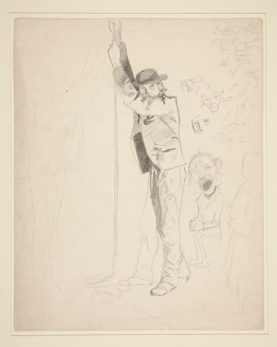 Tutkimus miehestä, joka soittaa kelloa; EAA:n logopiirrokset tekijältä Edwin Austin Abbey