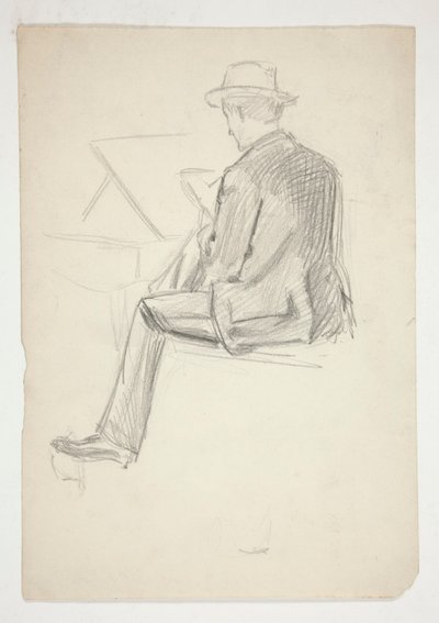 Tutkimus istuvasta miehestä, luonnostelu tekijältä Edwin Austin Abbey