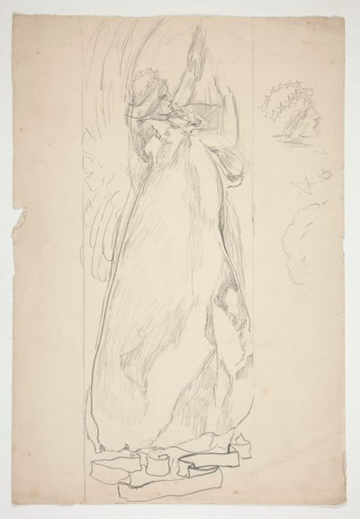 Enkelitutkimus (lasimaalauksille? kattoon?) tekijältä Edwin Austin Abbey