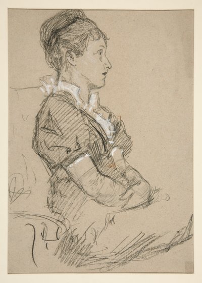 Tutkimus istuvista naisista (Mrs. Abbey?) tekijältä Edwin Austin Abbey