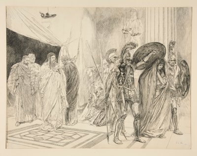 Kuningattaren vankeus - näytös II, kohtaus I, Talvi tekijältä Edwin Austin Abbey