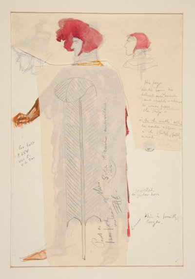 Kuningas aseistettu, pukupiirros Henry Irvingille tekijältä Edwin Austin Abbey