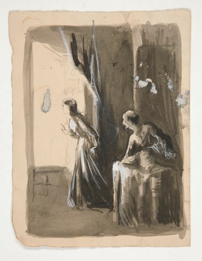 Kaksi naista sisätiloissa - tunnistamaton kuva tekijältä Edwin Austin Abbey