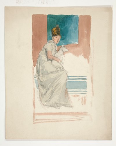 Nainen, jolla on sylikoira tekijältä Edwin Austin Abbey