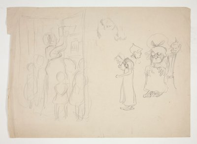Nainen lasten kanssa ja sarjakuva - tunnistamaton kuva tekijältä Edwin Austin Abbey