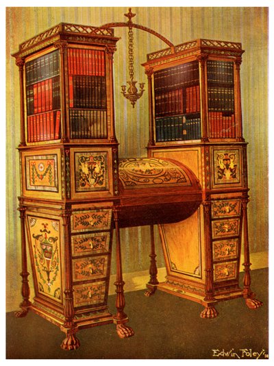 The Sister Inlaid Double Secretaire and Bookcase Cabinet, Sheraton, 1911-1912. tekijältä Edwin Foley