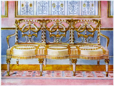 Valkoinen kullattu ja maalattu sohva, Pergolesi vaikutteita 1911-1912. tekijältä Edwin Foley
