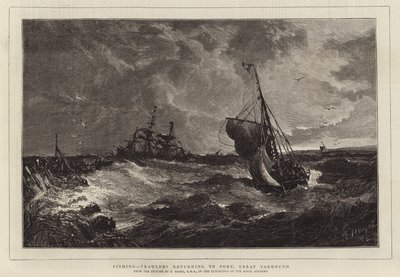 Kalastus, Troolarit palaavat satamaan, Great Yarmouth tekijältä Edwin Hayes
