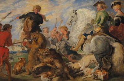 Kopio Rubenss Wolfin ja Fox Huntin mukaan, n. 1824-26. tekijältä Edwin Landseer