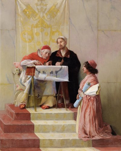 Bramante näyttää suunnitelmia Pyhän Pietarin basilikasta paaville tekijältä Edwin Howland Blashfield
