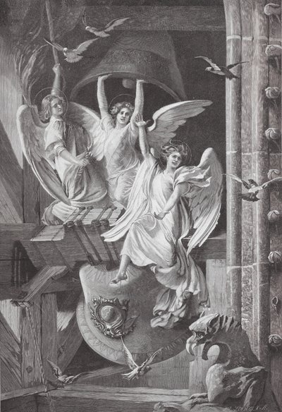 Joulukellot (värilitografia) tekijältä Edwin Howland Blashfield
