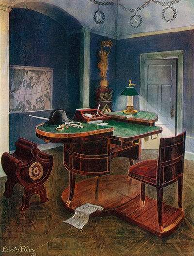 Bureau de Campagne ja Bureau en Boite of Napoleon I, Chateau de la Malmaison, Ranska tekijältä Edwin John Foley