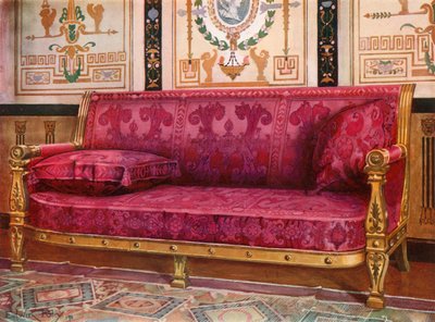 Veistetty kullattu sohva katettu Rose Brocade de Lyonsissa tekijältä Edwin John Foley