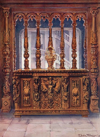 Henri Deux veistetty Bahut. Oak Screen saman ranskalaisen aikakauden tekijältä Edwin John Foley