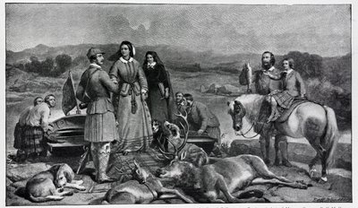 Kuningatar Victoria laskeutui Loch Muickiin vuoden 1850 maalauksen jälkeen tekijältä Edwin Landseer