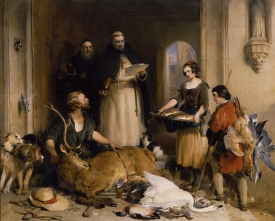 Kohtaus Boltonin luostarissa vanhoina aikoina, noin 1834 (öljy kankaalle). tekijältä Edwin Landseer