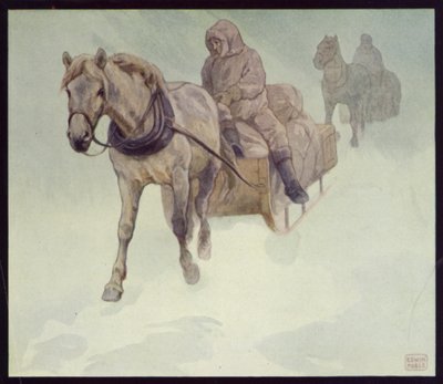 Siperianponit Etelämantereella (väri litho) tekijältä Edwin Noble