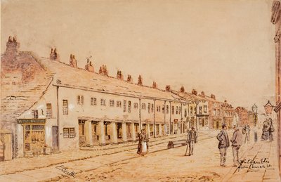The Shambles, Church Streetiltä, noin 1891-1917 (vesiväri paperille) tekijältä Edwin Robert Beattie