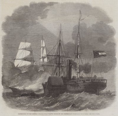 Liittovaltion kauppias Harvey Birchin tuhoaminen Confederate War-Sloop Nashvillen toimesta tekijältä Edwin Weedon