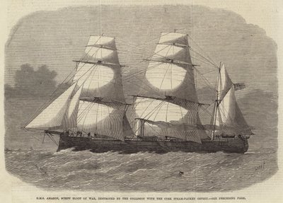 HMS Amazon, Screw Sloop of War, tuhoutui törmäyksessä Cork Steam-Packet Ospreyn kanssa tekijältä Edwin Weedon