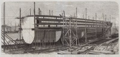 Great Eastern Steam-Ship -rakennus Stocksissa, Millwall, 22 500 tonnin taakka tekijältä Edwin Weedon